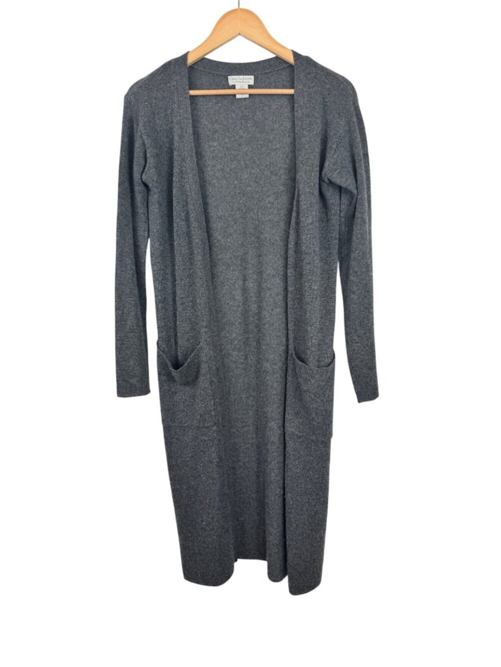 Oats Cashmere Womens Long Gray Open Front Duster Cardigan Size XS 100% Cashmere